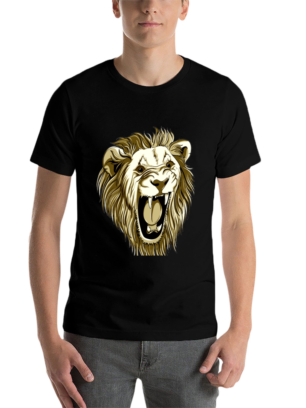 Roaring Lion Graphic Tee - Black Cotton T-Shirt