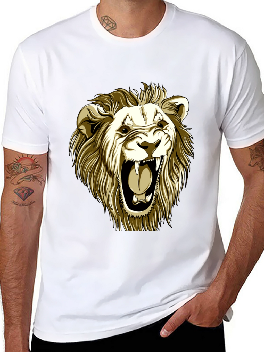 Roaring Lion Graphic Tee - Black Cotton T-Shirt