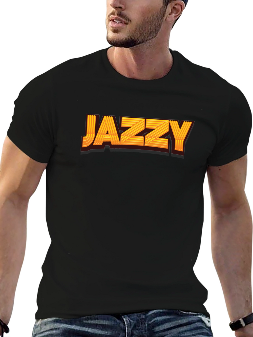 Jazzy Graphic Print Black T-Shirt
