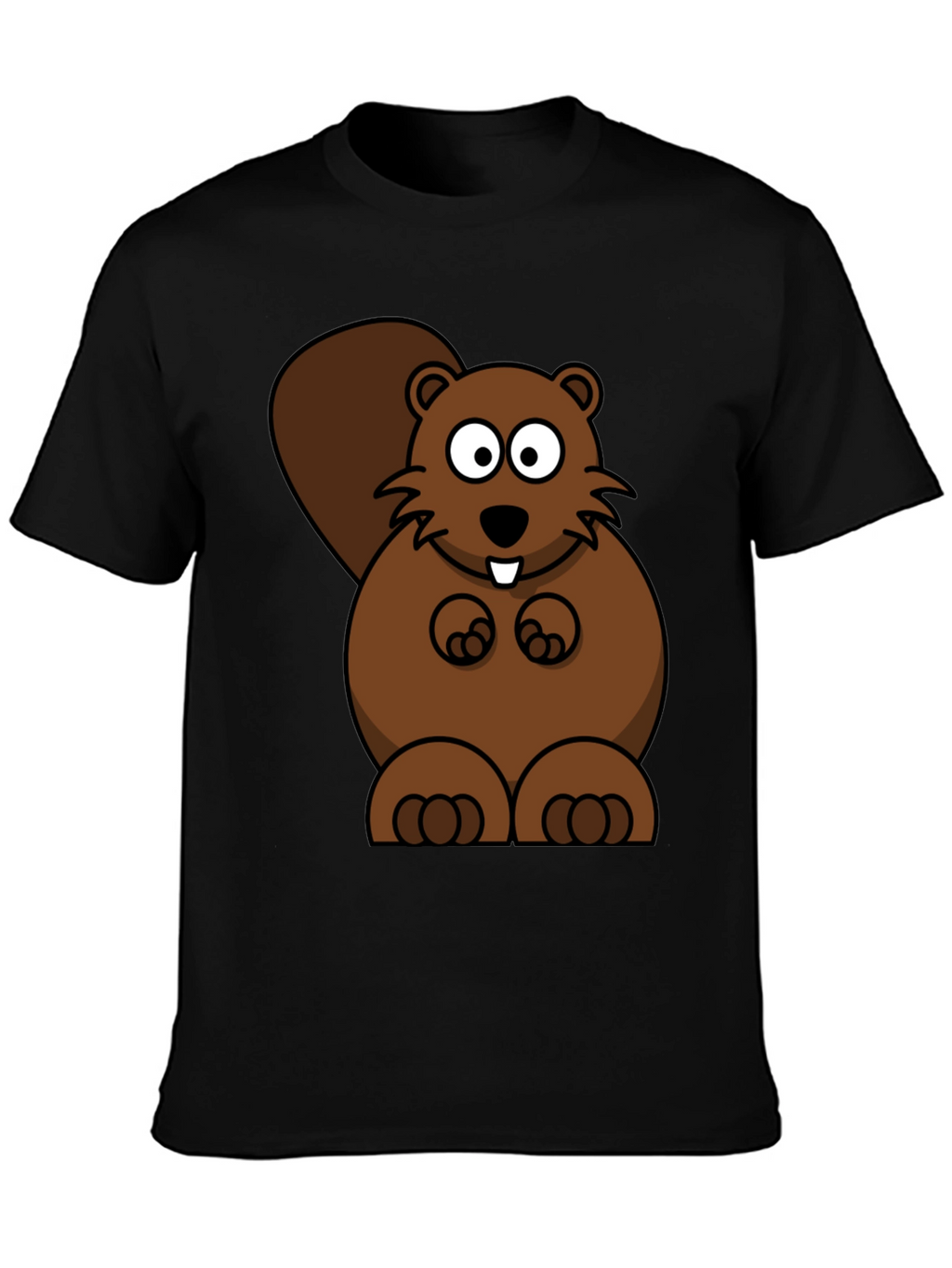 Cartoon Beaver Graphic Print T-Shirt