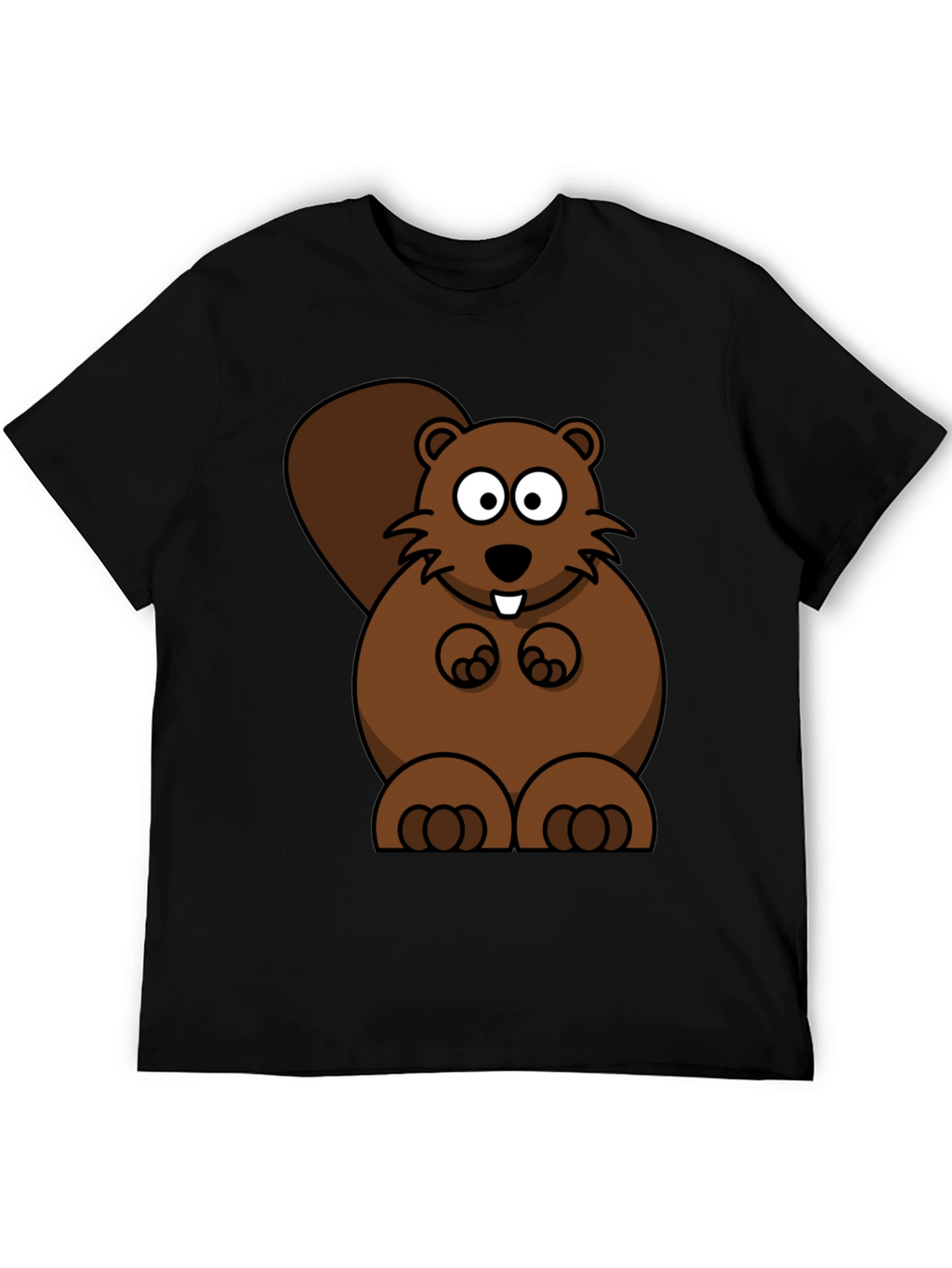 Cartoon Beaver Graphic Print T-Shirt