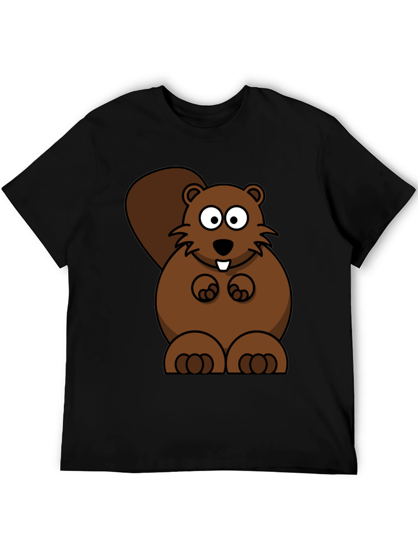 Cartoon Beaver Graphic Print T-Shirt