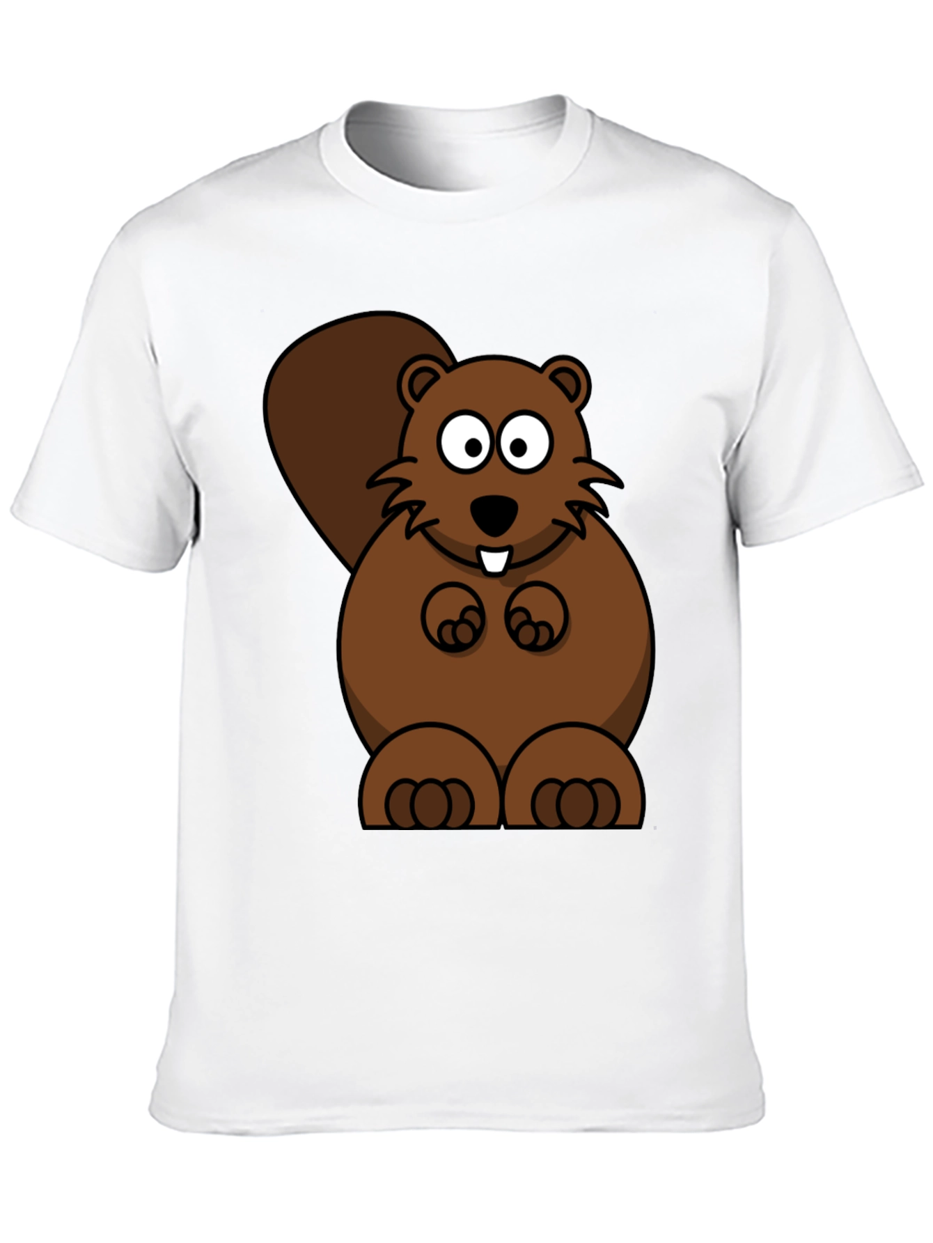 Cartoon Beaver Graphic Print T-Shirt