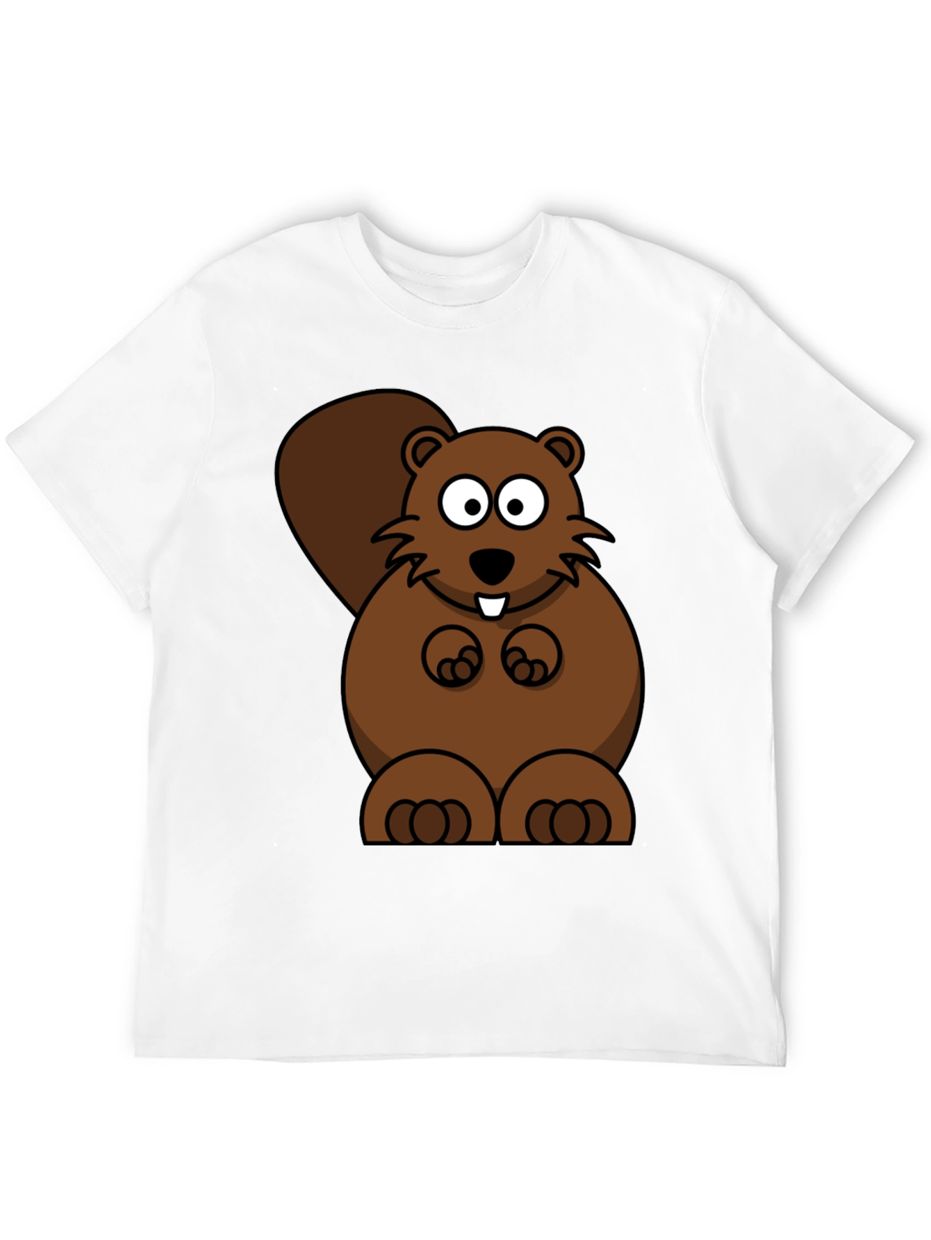 Cartoon Beaver Graphic Print T-Shirt