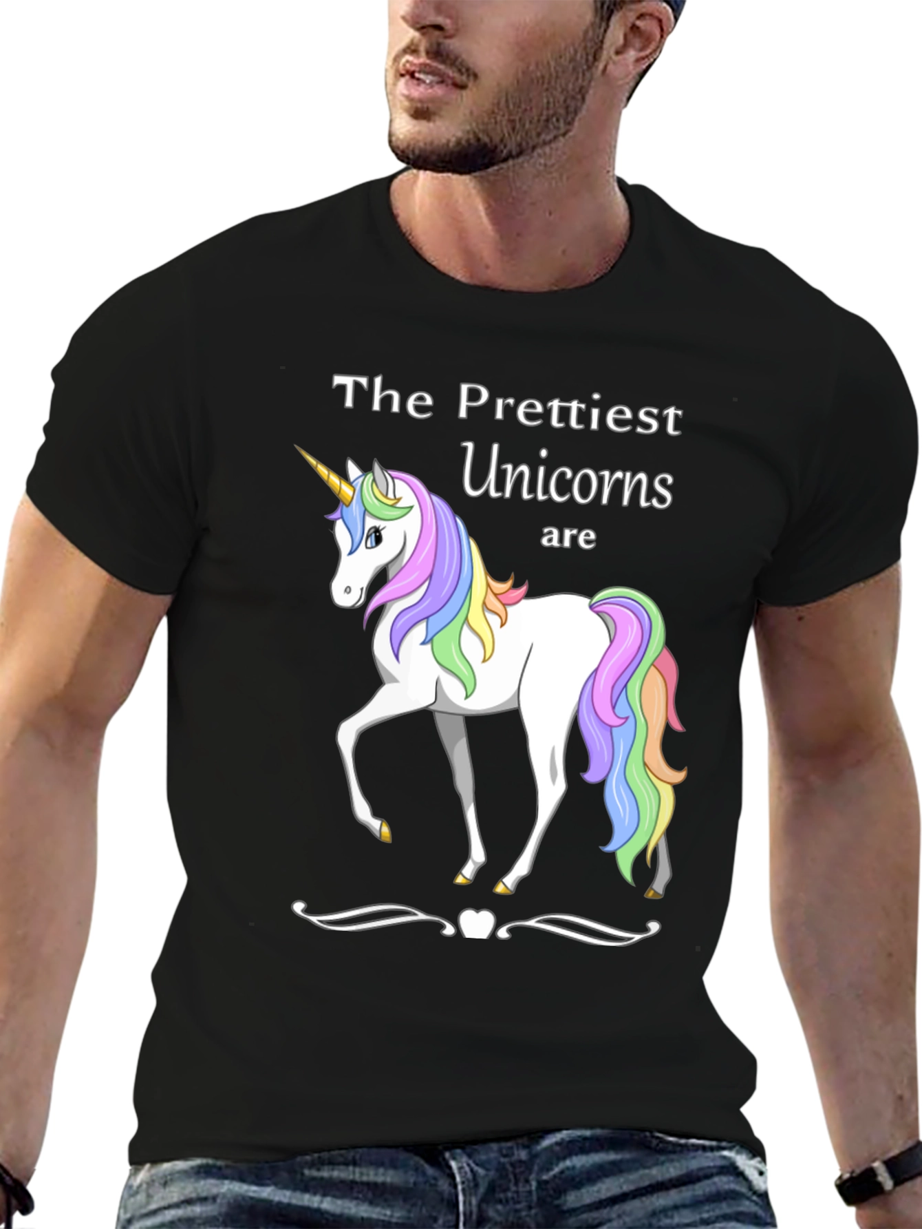 Prettiest Unicorns T-Shirt Black Cotton Blend