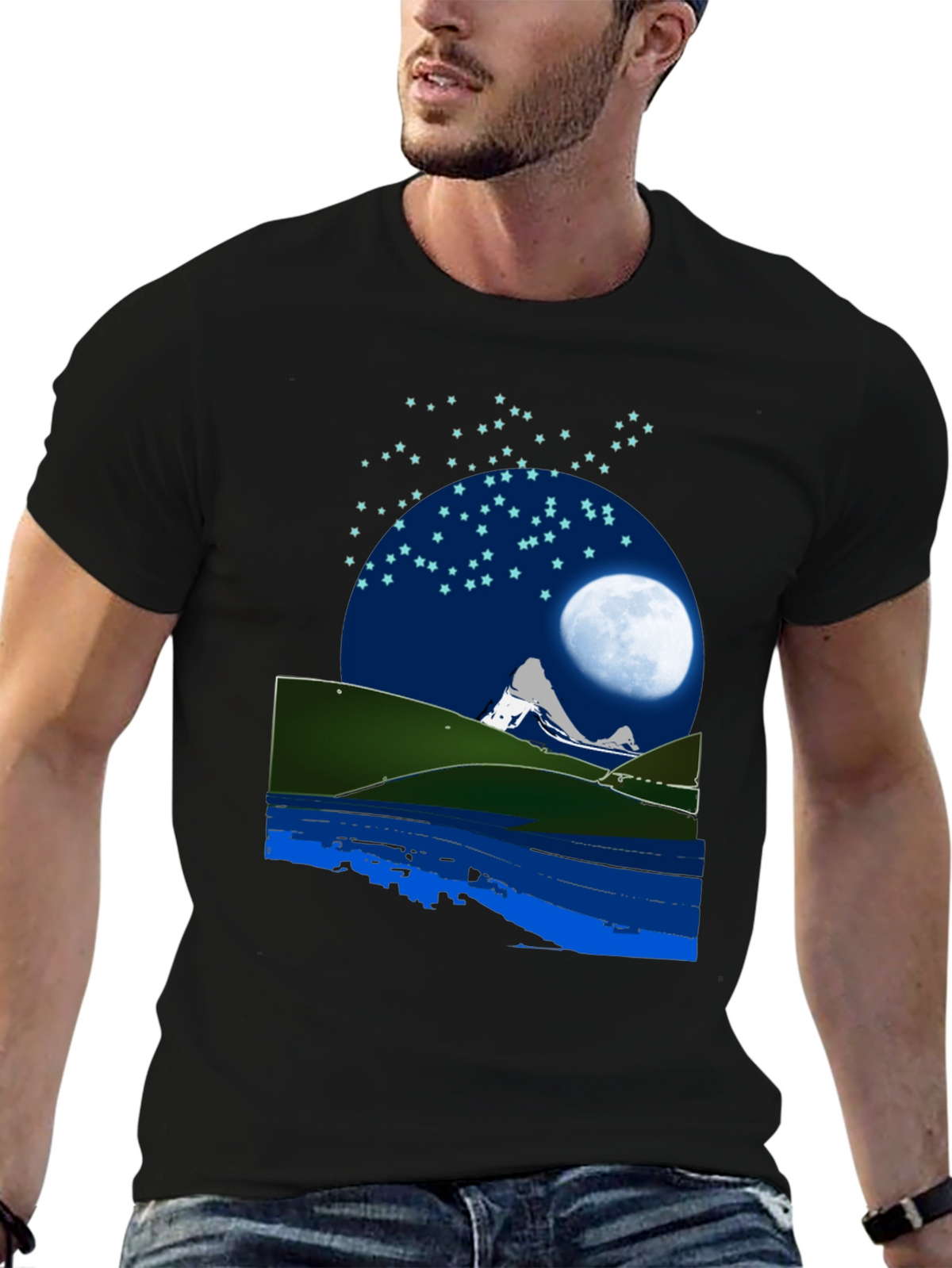 Night Sky Mountain Graphic Tee