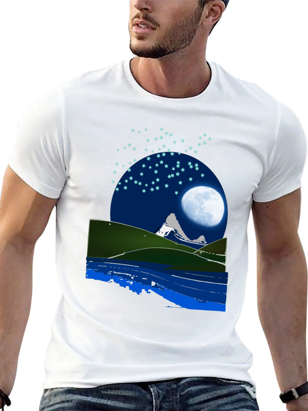 Night Sky Mountain Graphic Tee