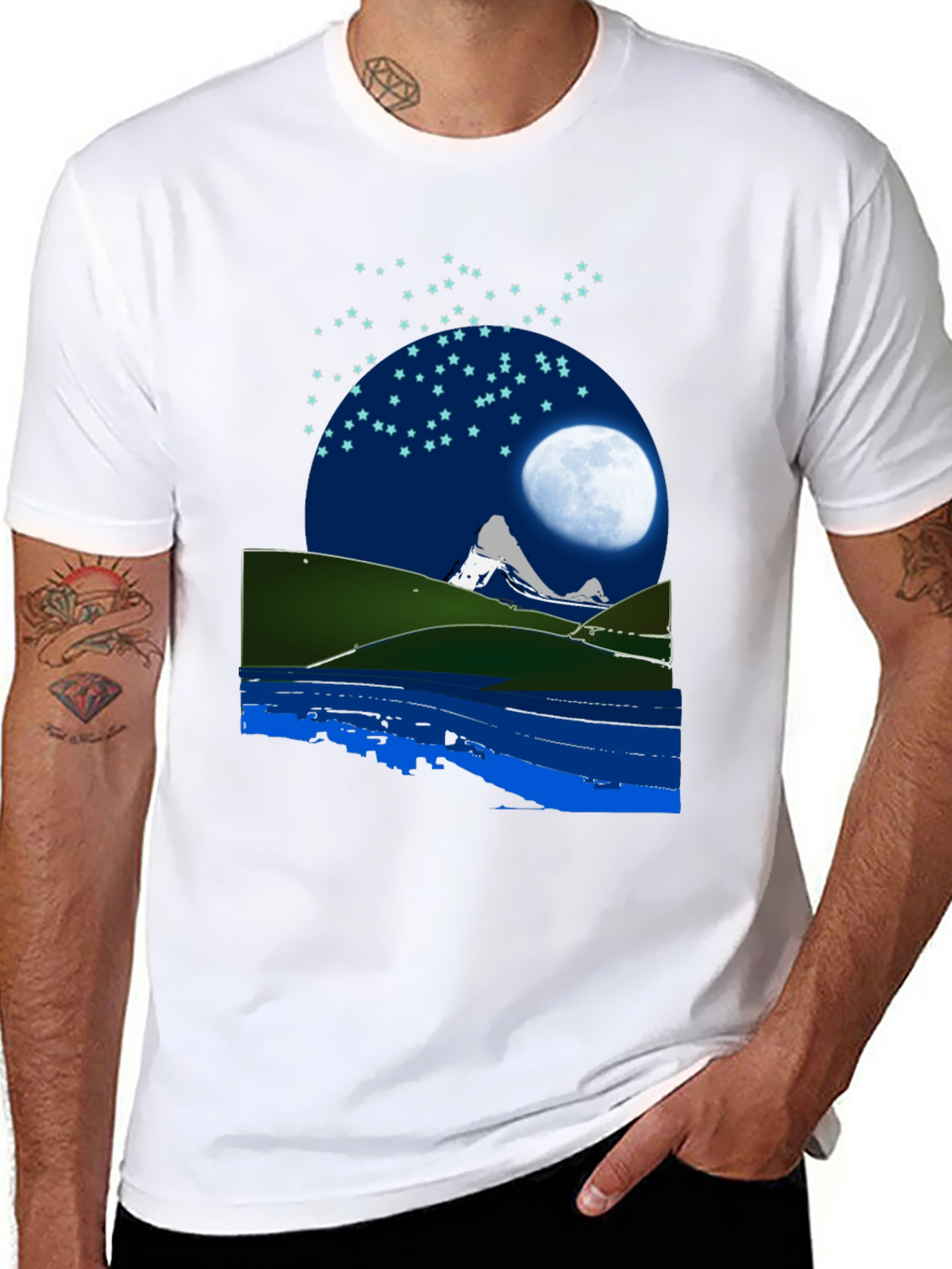 Night Sky Mountain Graphic Tee
