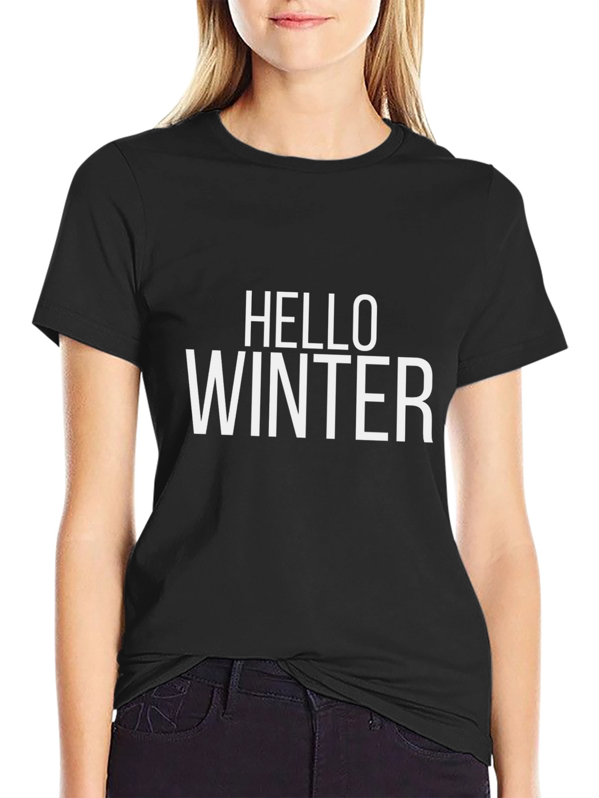 Hello Winter Black Graphic Tee