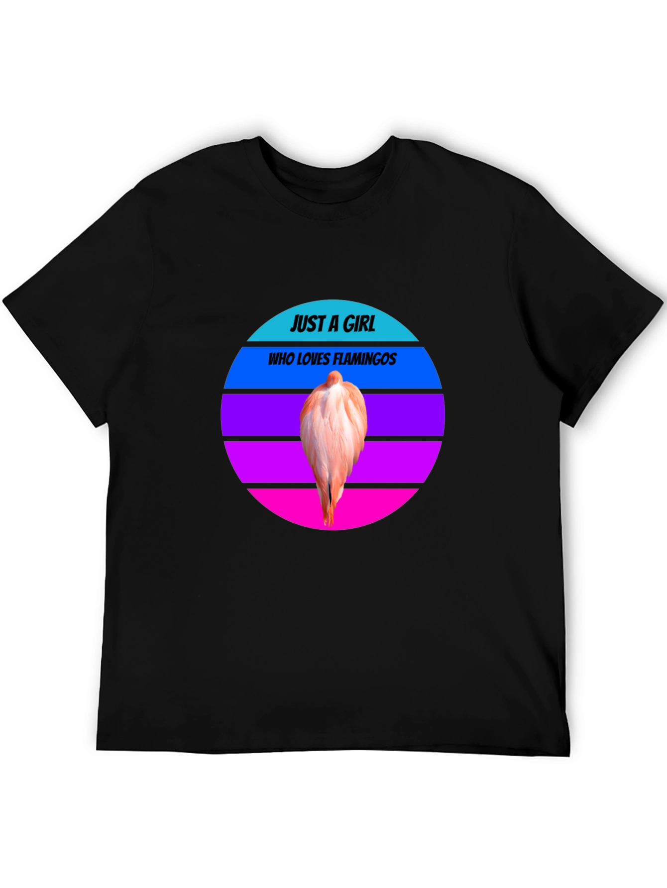 Just A Girl Who Loves Flamingos Black Tee