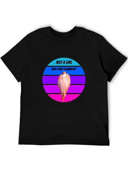 Just A Girl Who Loves Flamingos Black Tee