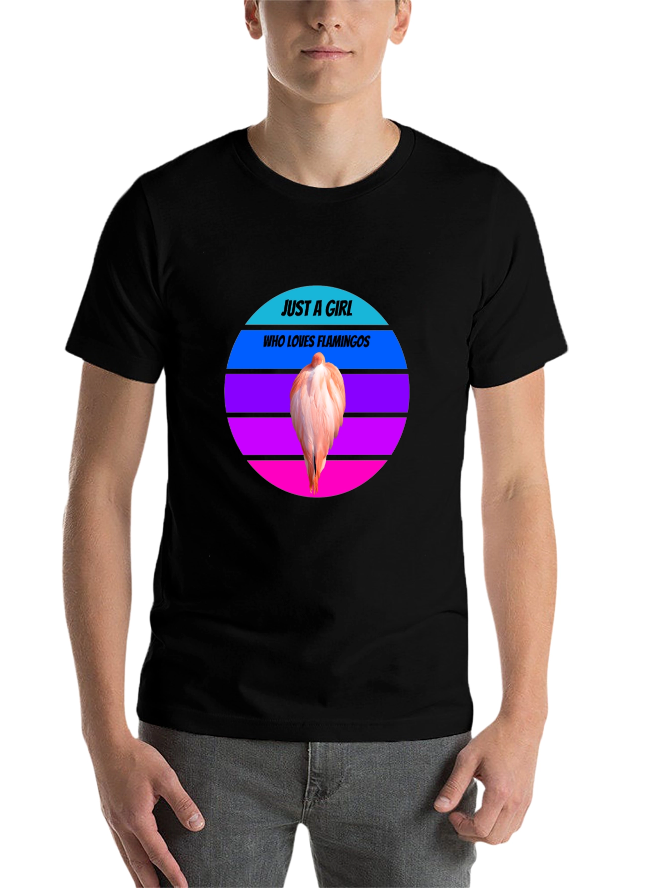 Just A Girl Who Loves Flamingos Black Tee