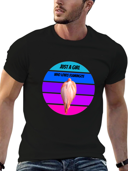 Just A Girl Who Loves Flamingos Black Tee