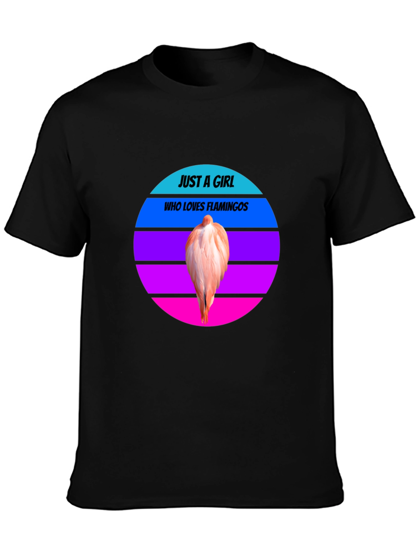Just A Girl Who Loves Flamingos Black Tee