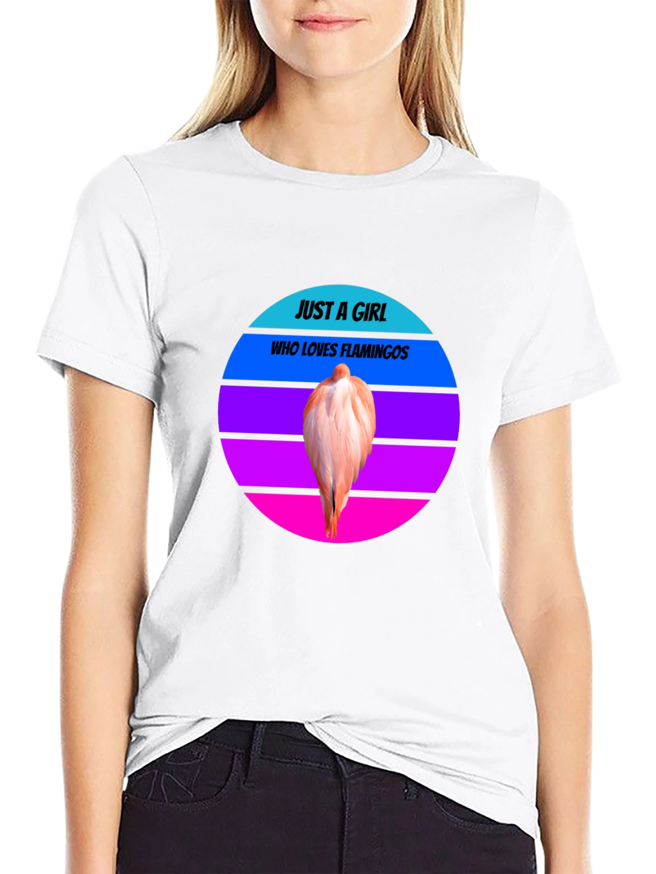 Just A Girl Who Loves Flamingos Black Tee