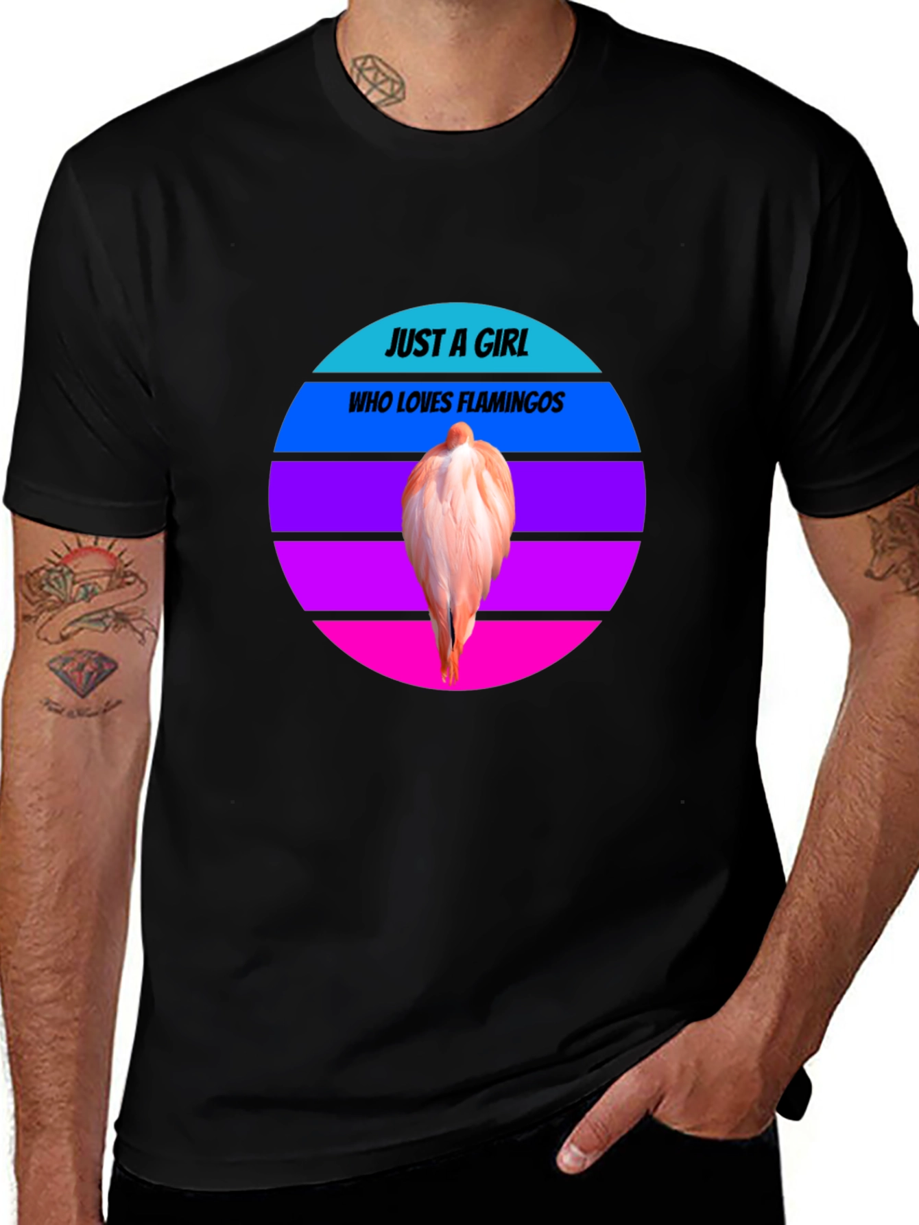 Just A Girl Who Loves Flamingos Black Tee