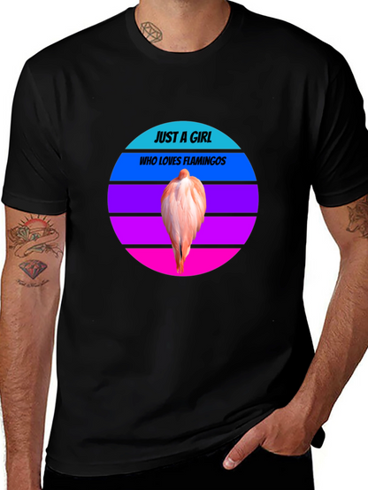 Just A Girl Who Loves Flamingos Black Tee