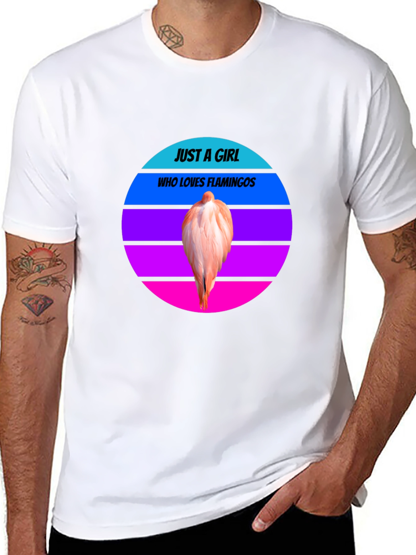 Just A Girl Who Loves Flamingos Black Tee
