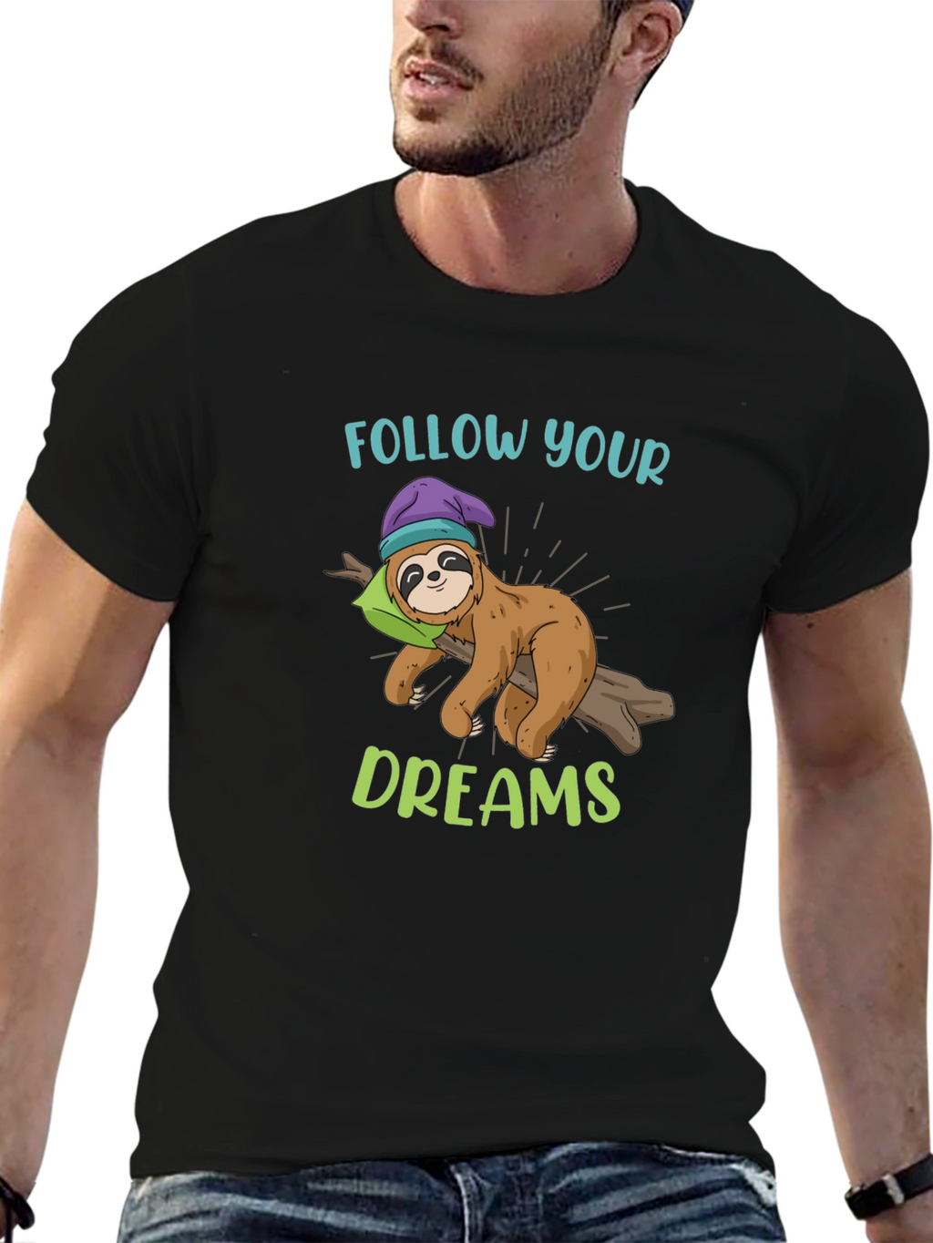 Follow Your Dreams Sloth Graphic T-Shirt
