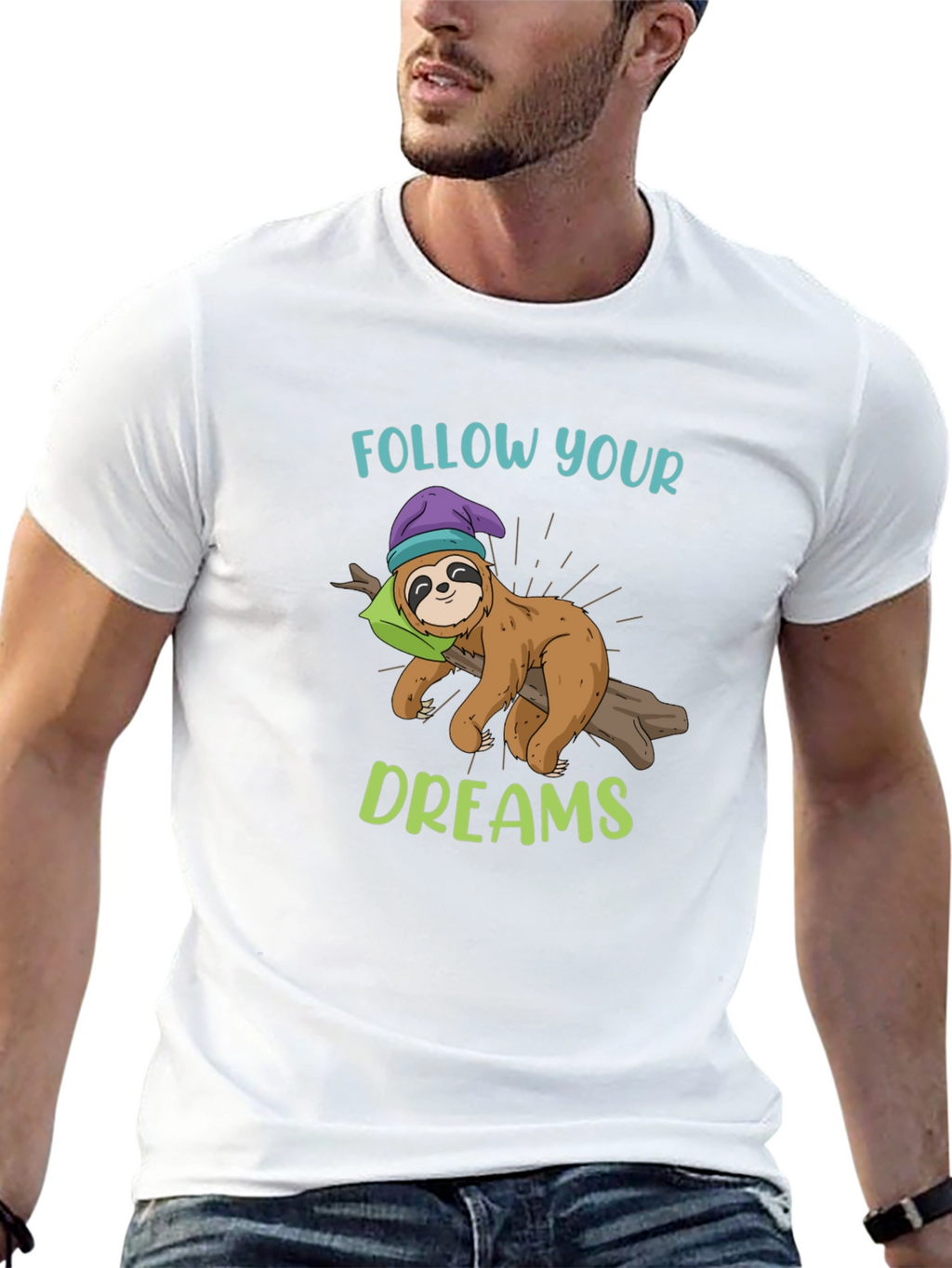 Follow Your Dreams Sloth Graphic T-Shirt