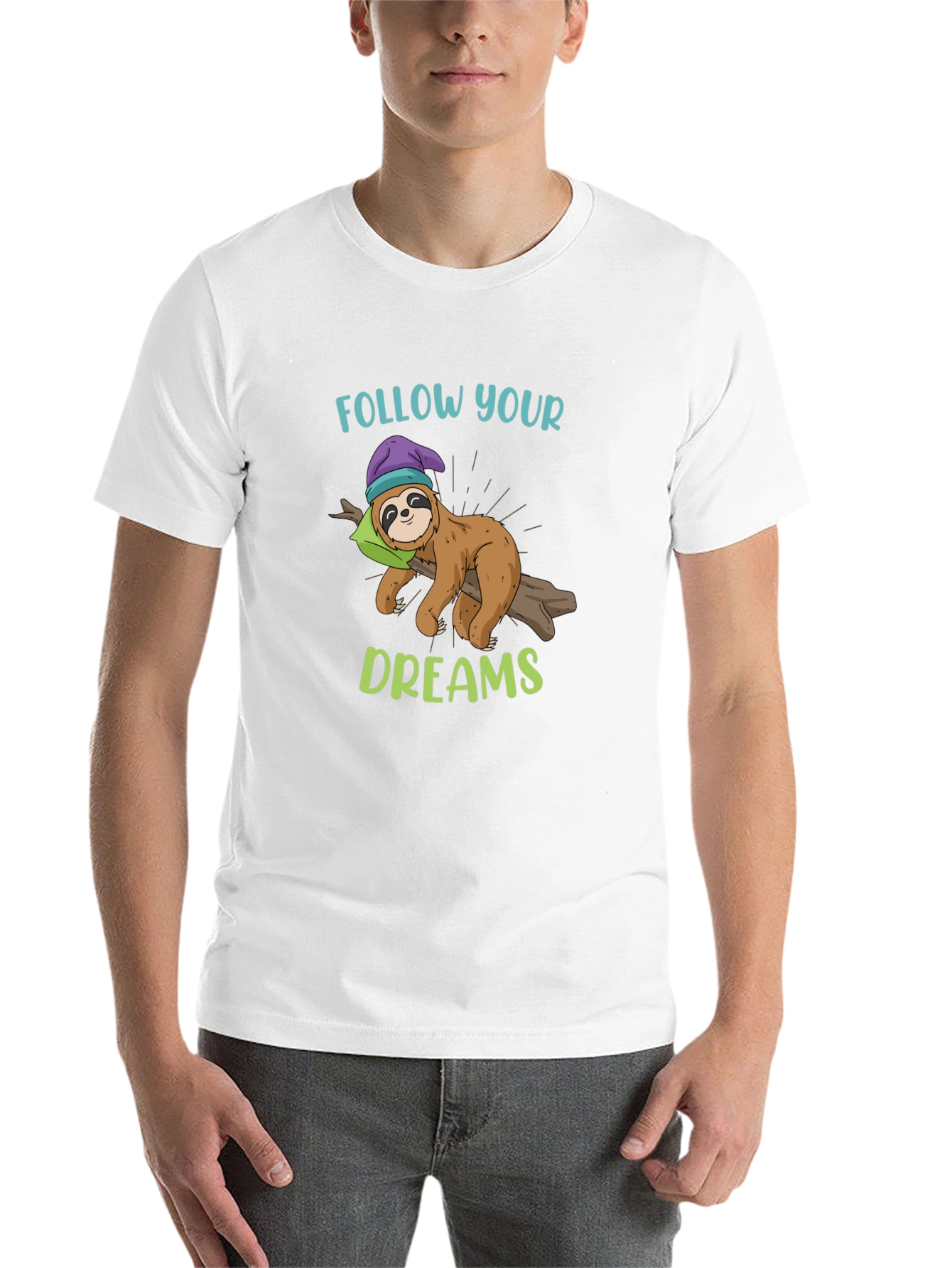 Follow Your Dreams Sloth Graphic T-Shirt