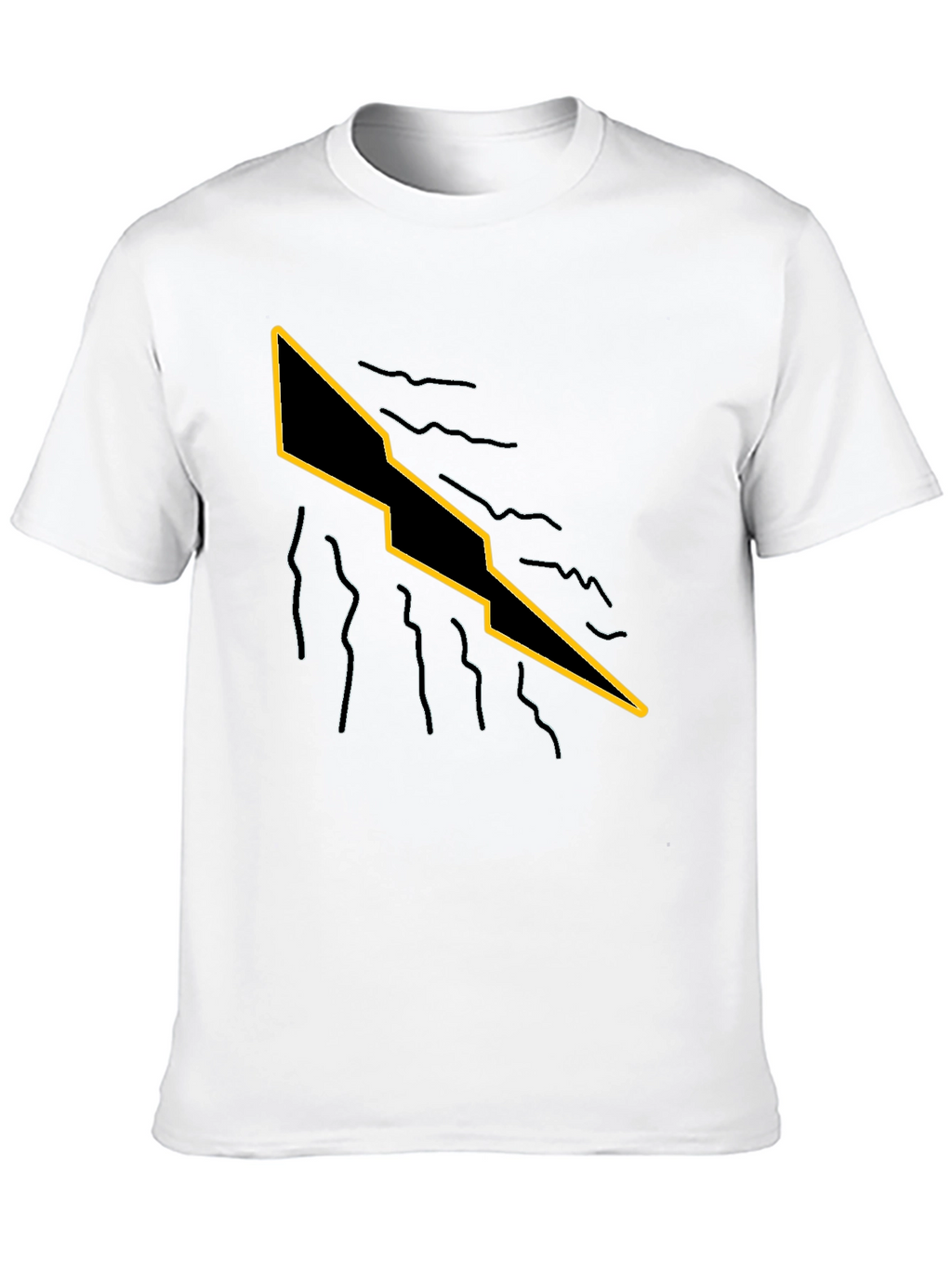 Mens Black T-Shirt with Graphic Lightning Bolt Design