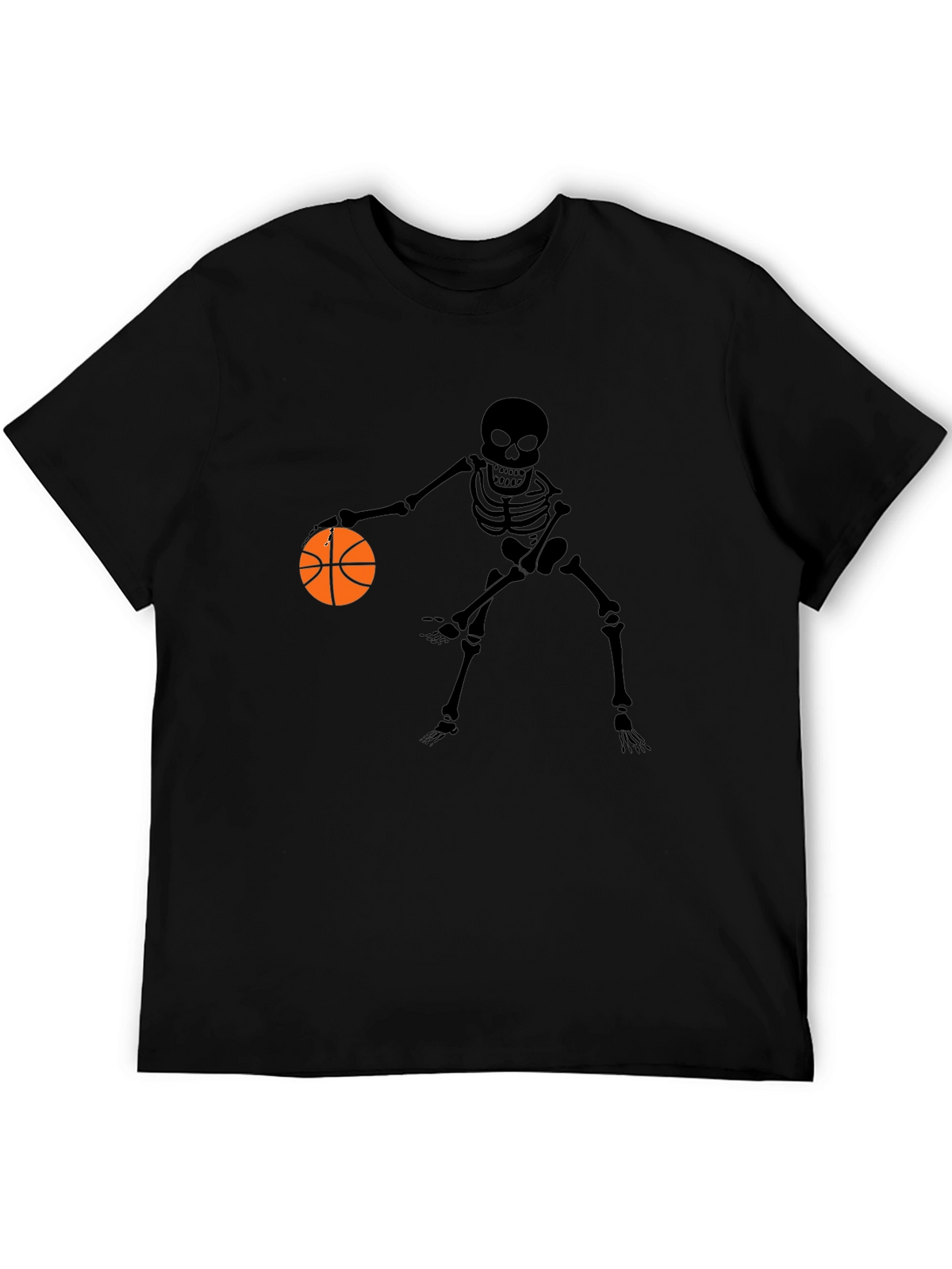 Skeleton Basketball Player Graphic Tee - Black