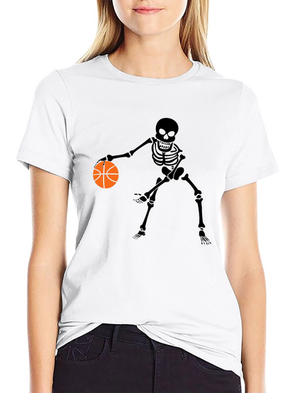 Skeleton Basketball Player Graphic Tee - Black