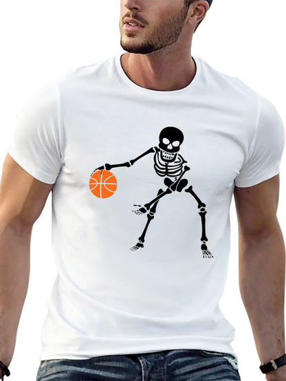 Skeleton Basketball Player Graphic Tee - Black
