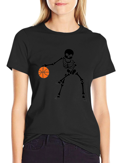 Skeleton Basketball Player Graphic Tee - Black