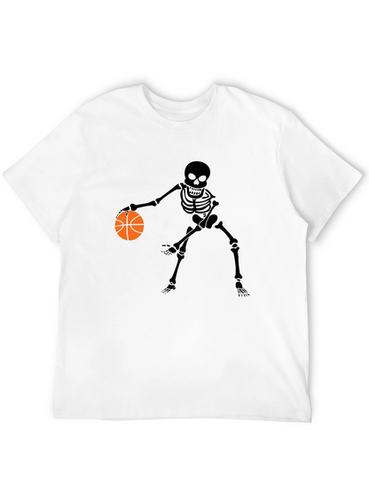 Skeleton Basketball Player Graphic Tee - Black