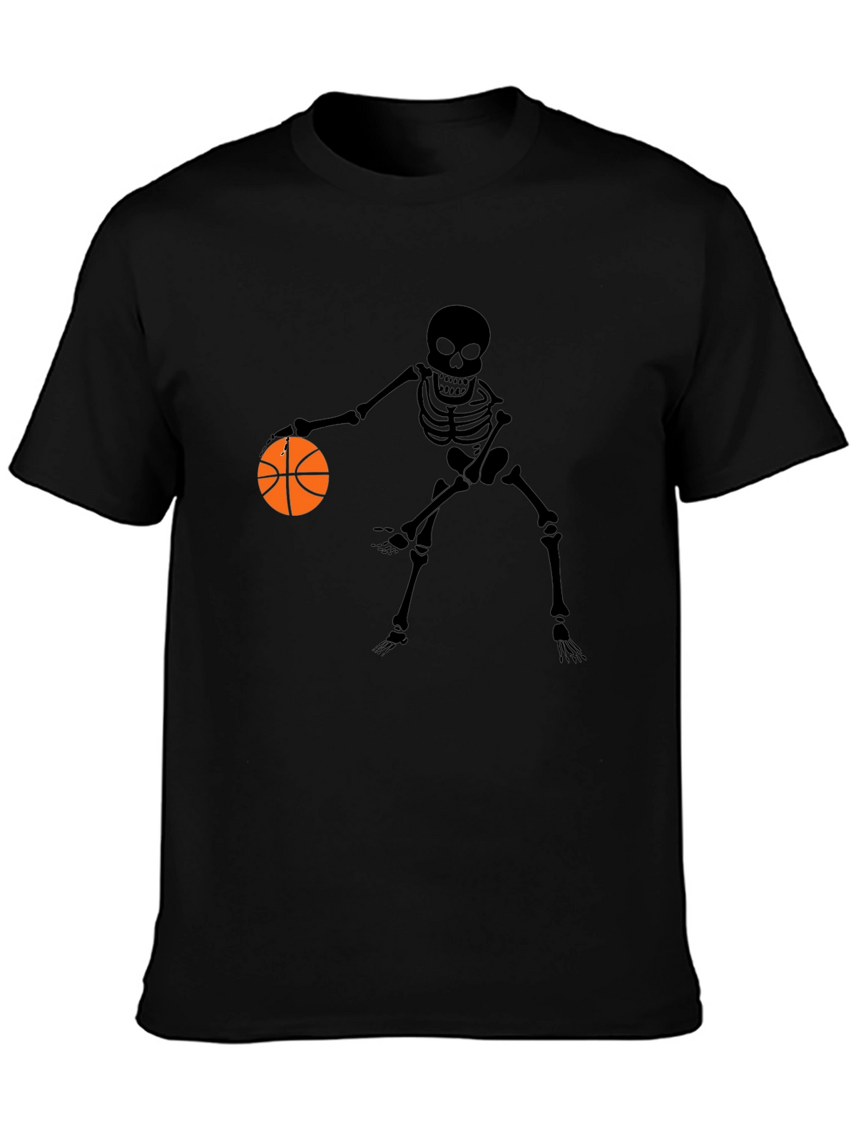 Skeleton Basketball Player Graphic Tee - Black