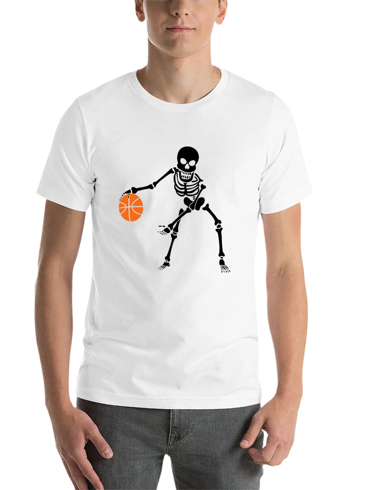 Skeleton Basketball Player Graphic Tee - Black