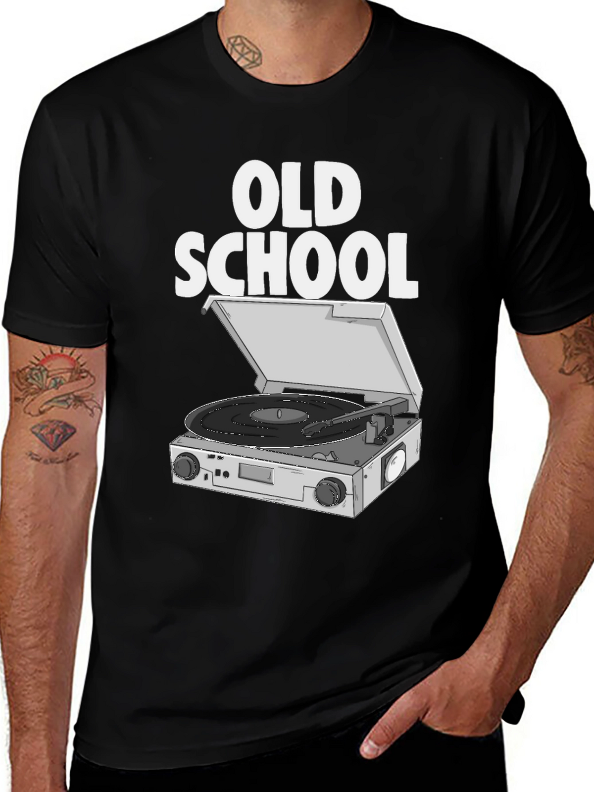 Old School DJ Turntable Graphic T-Shirt