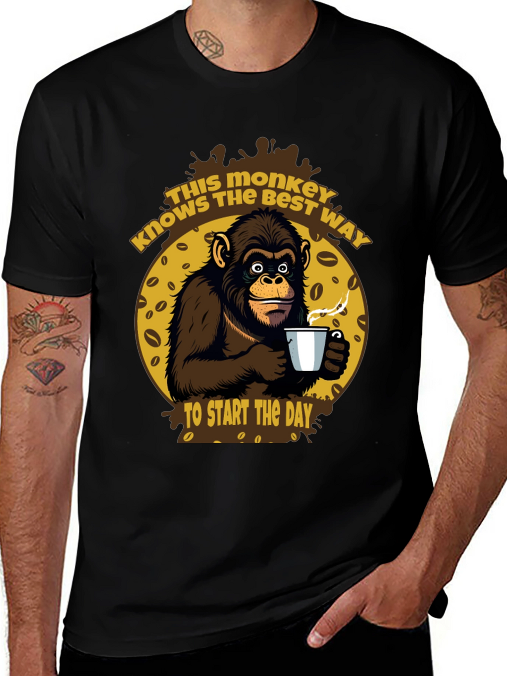 Monkey Coffee T-Shirt - Start Your Day Right!