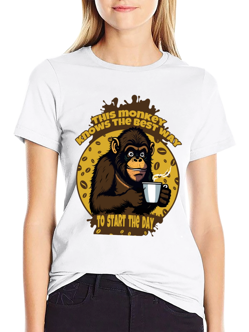 Monkey Coffee T-Shirt - Start Your Day Right!