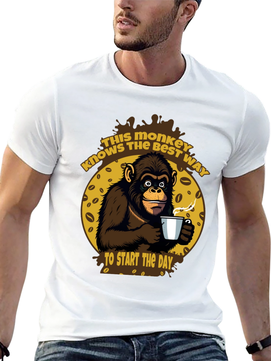 Monkey Coffee T-Shirt - Start Your Day Right!