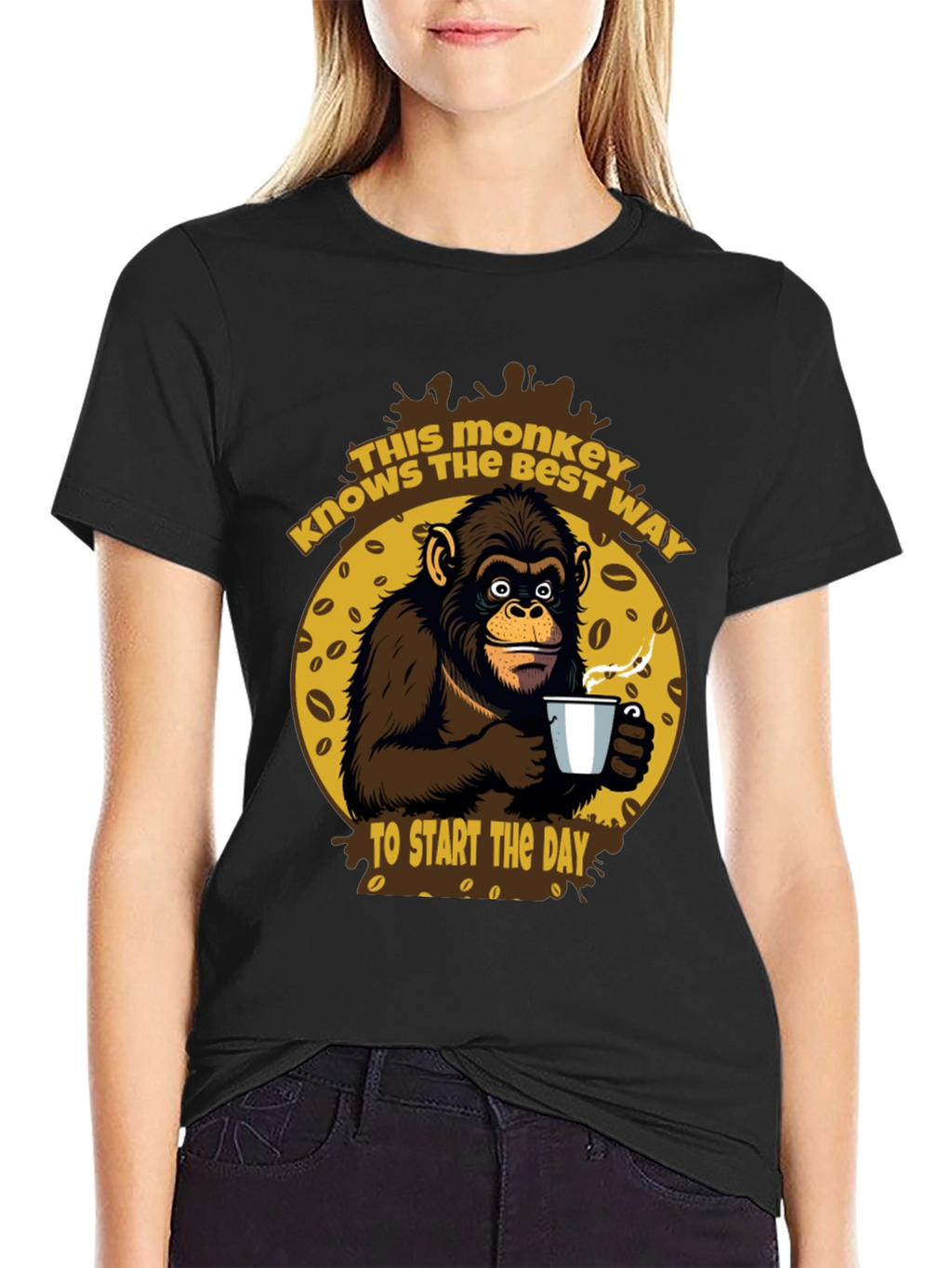 Monkey Coffee T-Shirt - Start Your Day Right!