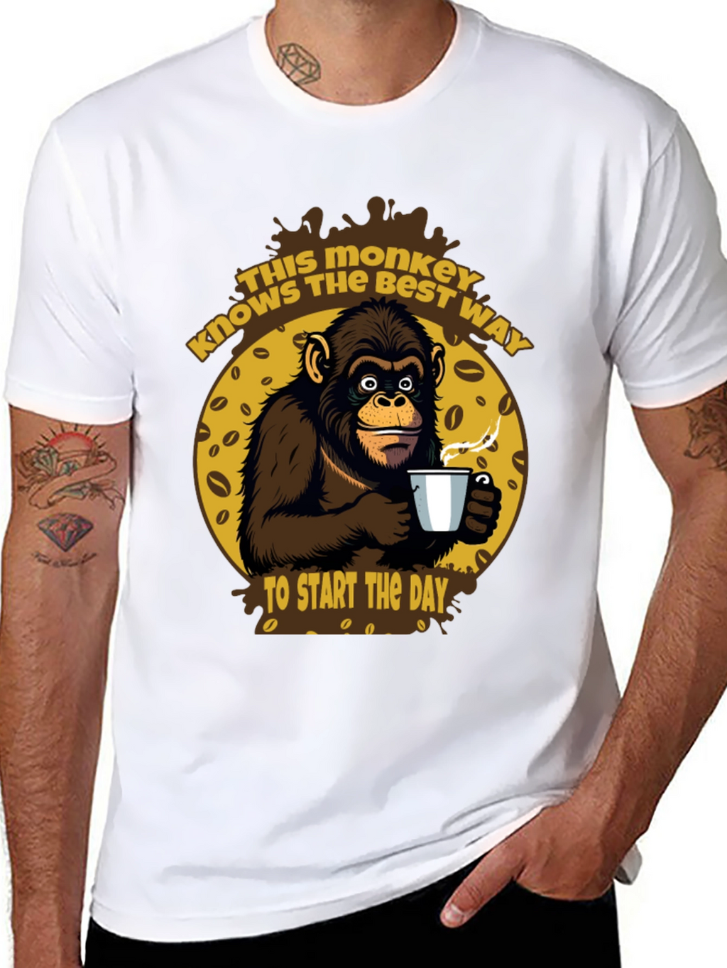 Monkey Coffee T-Shirt - Start Your Day Right!