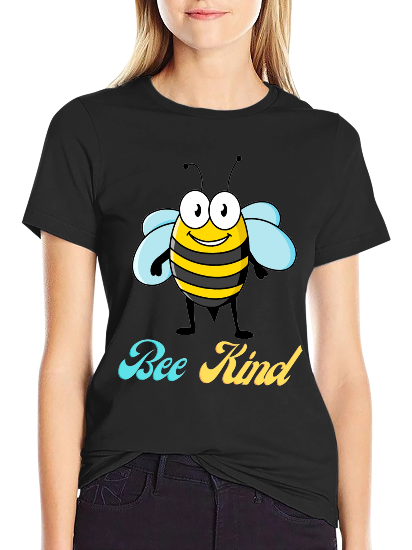 Bee Kind Graphic T-Shirt - Black Crew Neck Tee