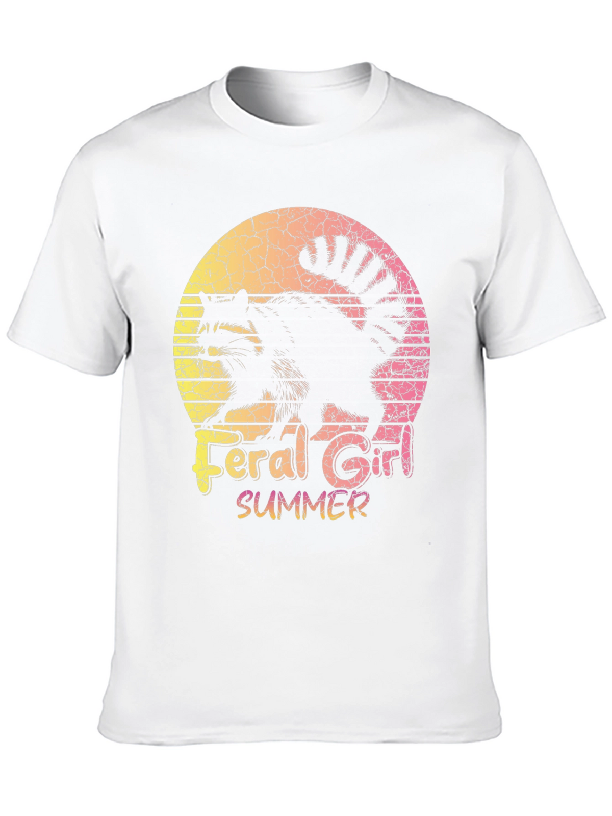 Feral Girl Summer Raccoon Graphic Tee