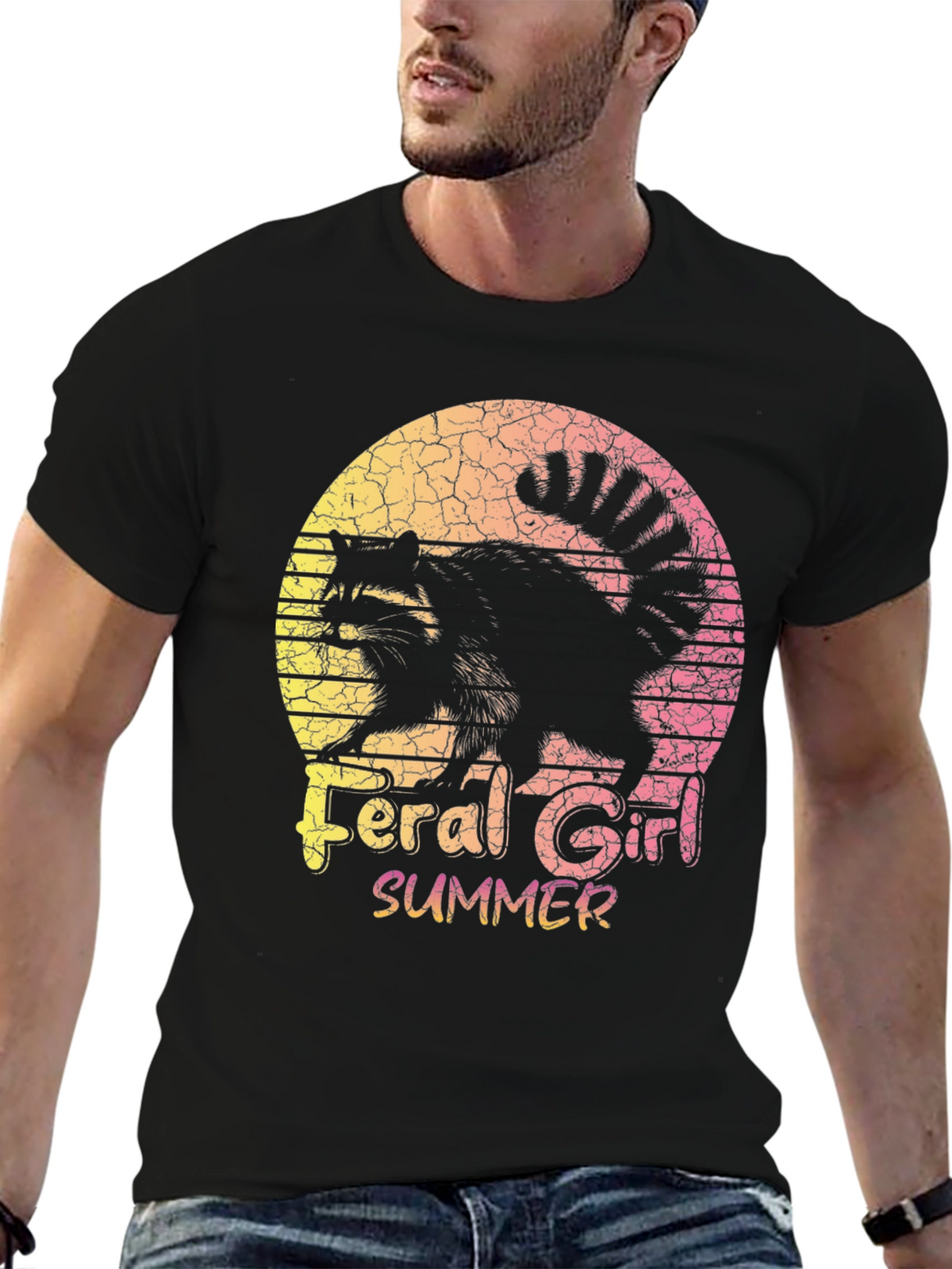 Feral Girl Summer Raccoon Graphic Tee
