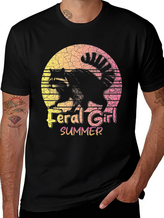 Feral Girl Summer Raccoon Graphic Tee