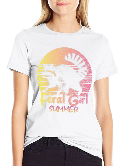 Feral Girl Summer Raccoon Graphic Tee