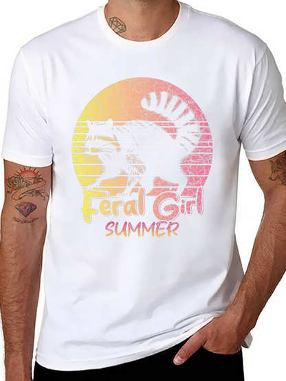 Feral Girl Summer Raccoon Graphic Tee