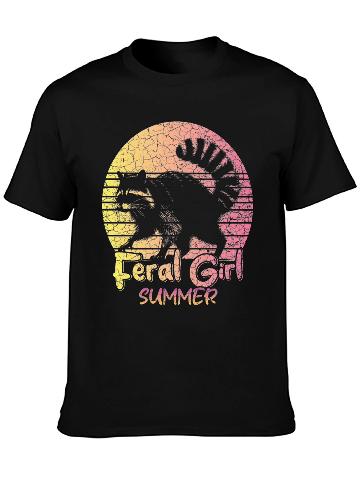 Feral Girl Summer Raccoon Graphic Tee