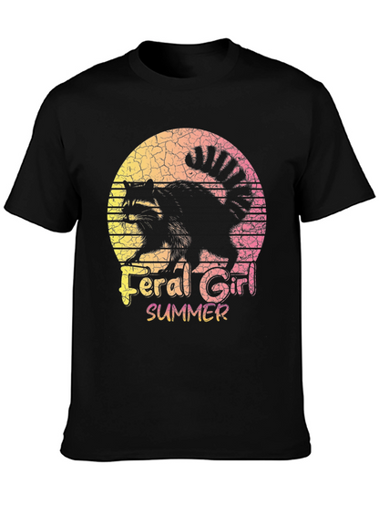 Feral Girl Summer Raccoon Graphic Tee