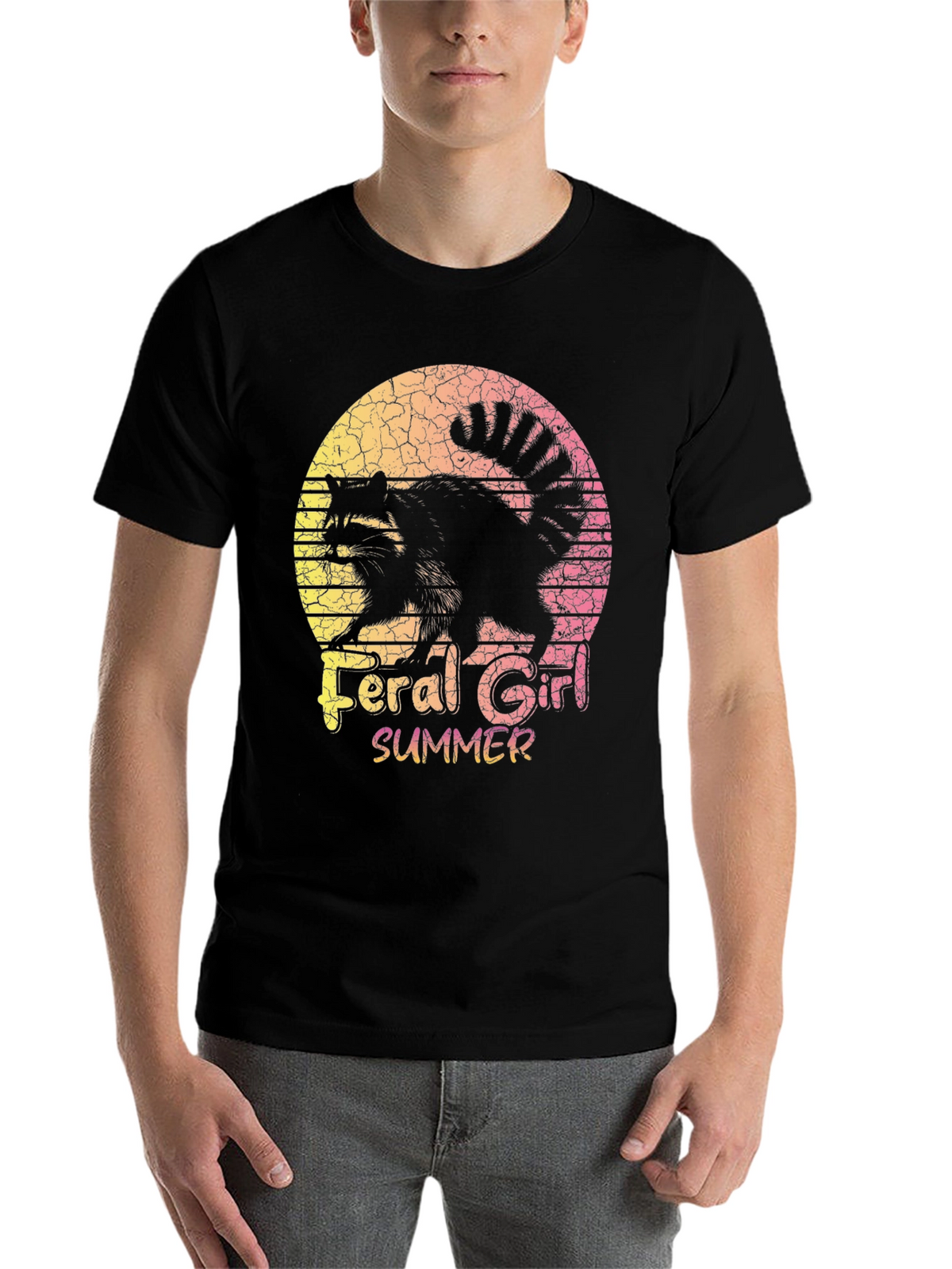 Feral Girl Summer Raccoon Graphic Tee