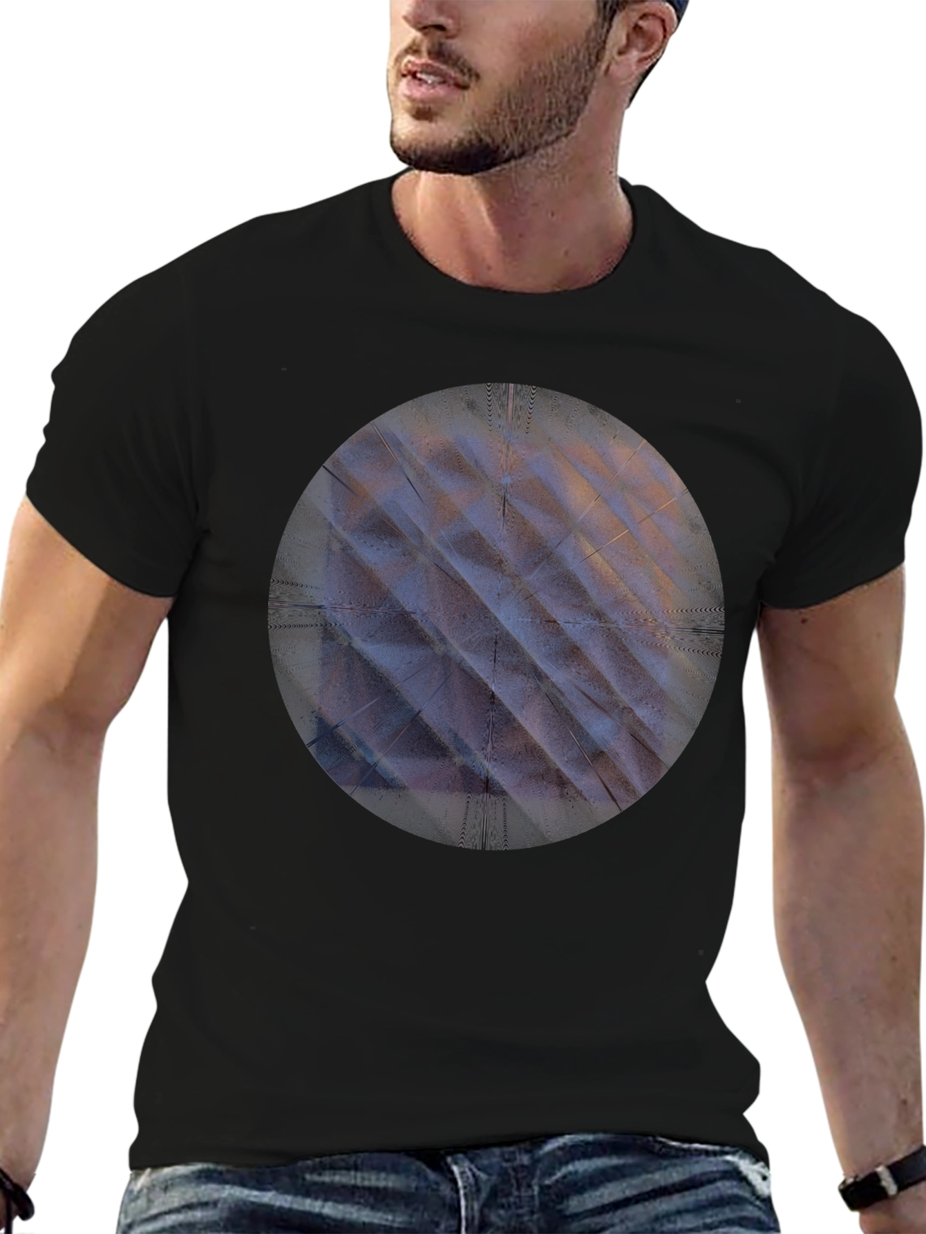 Modern Geometric Pattern Tee - Black Unisex Shirt