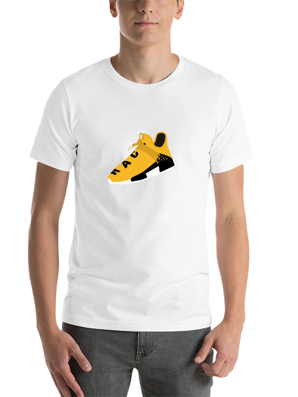 Black Tee with Graphic Shoe Design